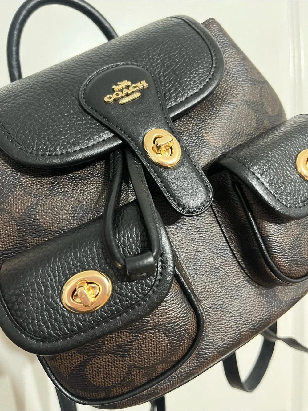 Coach Hadley Black & Brown Signature Mini Backpack